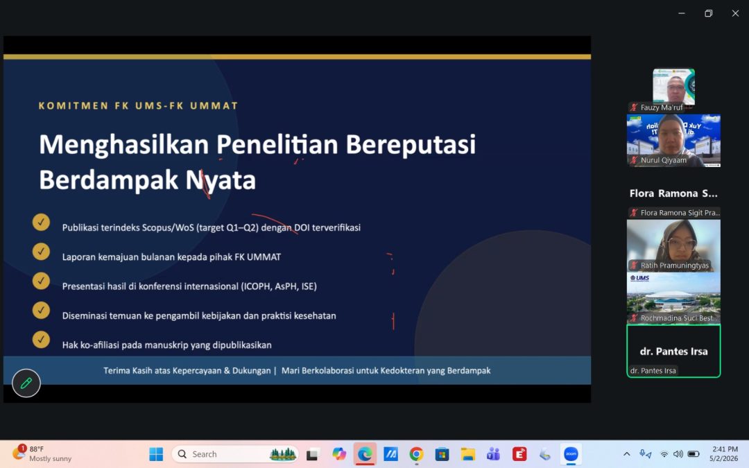 FK UMMAT DAN FK UMS GELAR KOORDINASI PROGRES JOINT RESEARCH MELALUI ZOOM MEETING